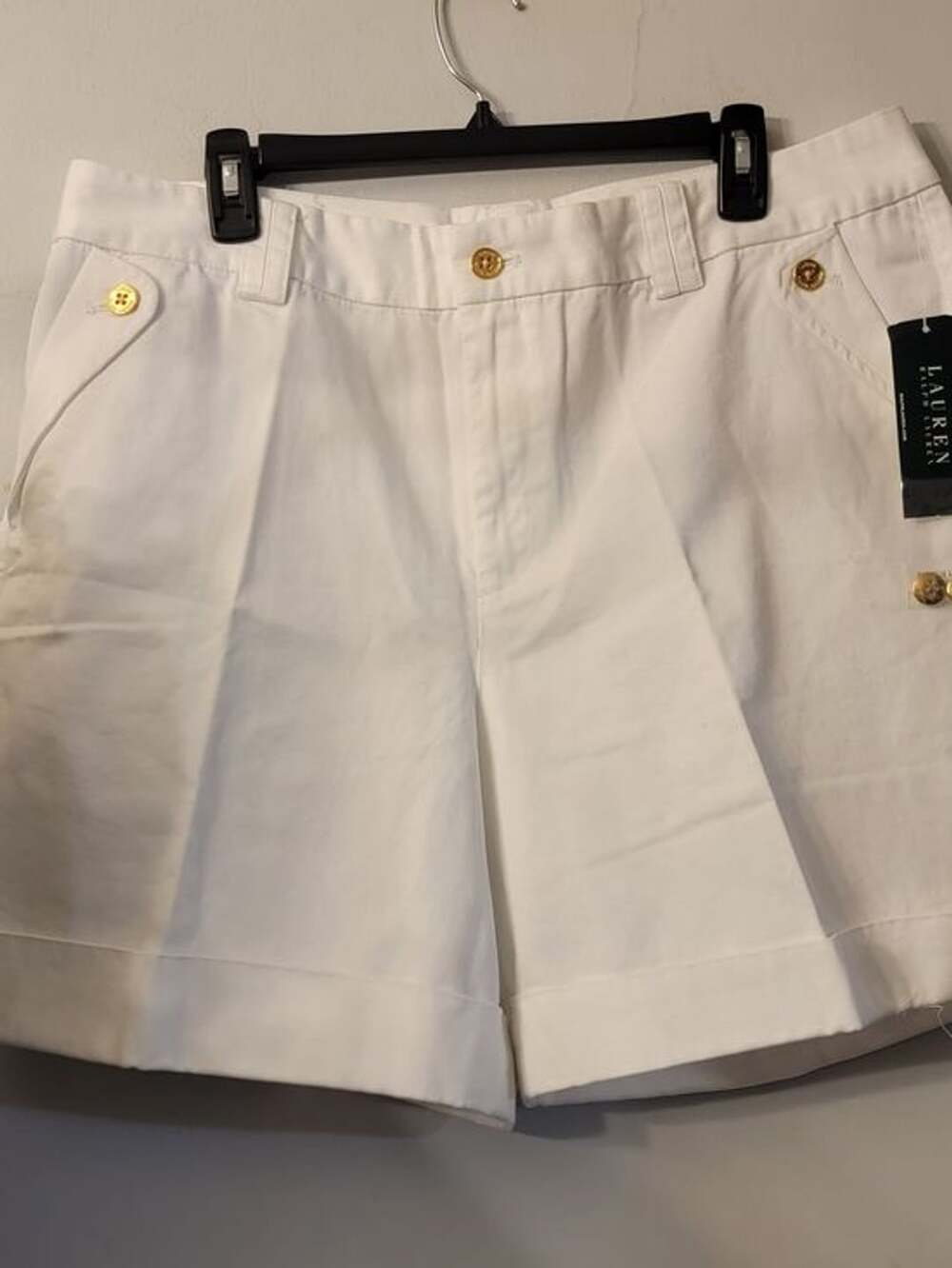 Ralph Lauren White Cotton Pleated Women’s ShortsSize 16